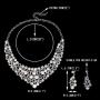 EVER FAITH Crystal Cream Simulated Pearl Wedding Floral Necklace Earrings Set Clear