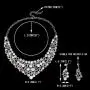 EVER FAITH Crystal Cream Simulated Pearl Wedding Floral Necklace Earrings Set Clear