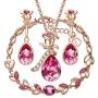 CDE Rose Flower Jewelry Sets for Women 4 Pieces Sets Rose Gold Plated Necklace with Crystals Mothers Day Jewelry Gifts for Her