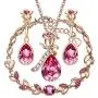CDE Rose Flower Jewelry Sets for Women 4 Pieces Sets Rose Gold Plated Necklace with Crystals Mothers Day Jewelry Gifts for Her CDE Rose Flower Jewelry Sets for Women 4 Pieces Sets Rose Gold Plated Necklace with Crystals Mothers Day Jewelry Gifts for Her