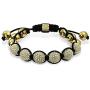 Bling Jewelry Black White Gold Tone Bead Pave Crystal Ball Shamballa Inspired Bracelet for Women for Men Cord String Adjustable 12MM