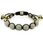 Bling Jewelry Black White Gold Tone Bead Pave Crystal Ball Shamballa Inspired Bracelet for Women for Men Cord String Adjustable 12MM