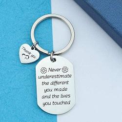 HN HNHB Never Underestimate Different You Made Lives You Touched Thank You Keychain Volunteer Teacher Employee Gift Birthday Jewelry Gifts