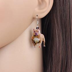 WEVENI Acrylic Cute English Bulldog Dog Earrings Dangle Pet Puppy Jewelry For Women Girls Novelty Gifts