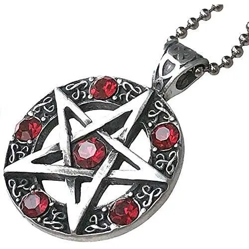 Wicca Jewelry Celtic Pentagram Pentacle Star Red Blood Crystal Gem Wiccan Pagan Witch Magic Healing Protection Amulet Pewter Mens Womens Pendant Necklace Charm for Men Women Silver Ball Chain Wicca Jewelry Celtic Pentagram Pentacle Star Red Blood Crystal Gem Wiccan Pagan Witch Magic Healing Protection Amulet Pewter Mens Womens Pendant Necklace Charm for Men Women Silver Ball Chain