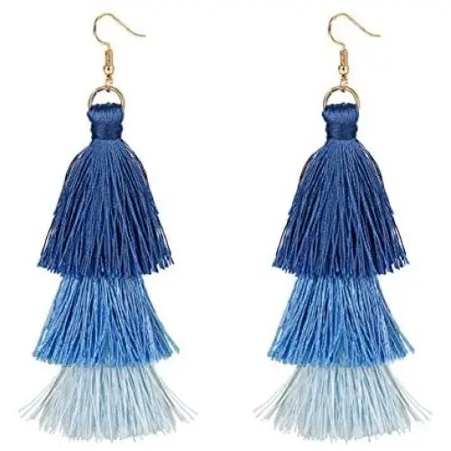 FINREZIO 1-2 Pairs Dangle Tassel Earring for Women Girls Boho Earring Gradient