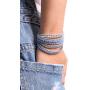 KELITCH Crystal Gray Beaded 5 Wrap Bracelet On Lvory Leather Handmade Jewelry