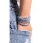 KELITCH Crystal Gray Beaded 5 Wrap Bracelet On Lvory Leather Handmade Jewelry