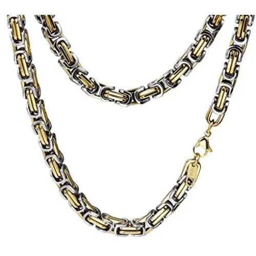 INBLUE 8.0mm Byzantine Link Chain Stainless Steel Necklace for Men Women Boys Water Resistant Chunky Biker Style Jewelry Gift INBLUE 8.0mm Byzantine Link Chain Stainless Steel Necklace for Men Women Boys Water Resistant Chunky Biker Style Jewelry Gift