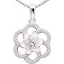 ALOV Jewelry Sterling Silver Love Peace Happiness Cubic Zirconia Pendant Necklace