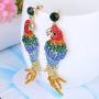 EVER FAITH Womens Austrian Crystal Art Deco Parrot Pet Bird Pierced Dangle Earrings Gold-Tone