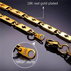 U7 Jewelry Stainless Steel Men Personalized Chain Necklace,Width 5mm/6mm/8mm Two-Tone Links, Unique Zipper Chain,Cross Chain,Byzantine Thick Link Bracelet and Necklace Set, 18-26 Inch,with Gift Box