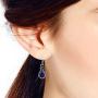 Classic Chic Teardrop Simulated Blue Lapis-Lazuli & Flower .925 Sterling Silver Dangle Earrings
