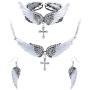 Szxc Jewelry Womens Crystal Guardian Angel Wings Cross Choker Pendant Necklaces 18''+2''