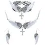Szxc Jewelry Womens Crystal Guardian Angel Wings Cross Choker Pendant Necklaces 18''+2''