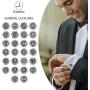 AMITER Cufflinks for Men Initial Mens Crystal Cuff Links Personalized Silver for Wedding Shirt Business Alphabet A-Z