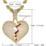 TSANLY Broken Heart Pendant Necklace Hip Hop CZ Fully Iced Out Bling CZ Diamond 24K White Gold Plated with 24'' Stainless Rope Chain TSANLY Broken Heart Pendant Necklace Hip Hop CZ Fully Iced Out Bling CZ Diamond 24K White Gold Plated with 24'' Stainless Rope Chain