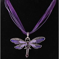 AKOAK Fashion Creative Bohemian Jewelry Ethnic Multi-layer Chain Colorful Enamel Dragonfly Pendant Necklace（Purple）