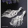 Finrezio 3 PCS Silver Tone Chandelier Earrings Oval Ring Set for Women Prom Long Rhinestone Dangle Earrings Crystal Costume Jewelry Set