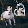 LONAGO 925 Sterling Silver Lucky Double Horse Necklace I Love You Forever Love Heart Pendant Jewelry Gift for Women Mom LONAGO 925 Sterling Silver Lucky Double Horse Necklace I Love You Forever Love Heart Pendant Jewelry Gift for Women Mom