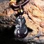 Sinymilk Natural Obsidian Healing Stone Fox Pendant Female Adjustable Spirit Fox Mascot Amulet