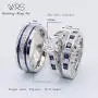 wedding ring set Two Rings His Hers Couples Matching Rings Womens 2pc White Gold Filled CZ Wedding Engagement Ring Bridal Sets Mens Stainless Steel Wedding Band