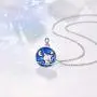 TRISHULA Cat Necklace for Women,S925 Silver Sterling Cute Cat with Moon and Star Pendant Blue Night Sky Jewelry Gift for Mom Daughter Girlfriend Cat Lover