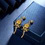 Beautlace Rose Necklaces/Adjustable Rings Silver/18K Gold/Black Gun Plated Flower Pendant/Open Ring Elegant Jewelry Gifts for Women