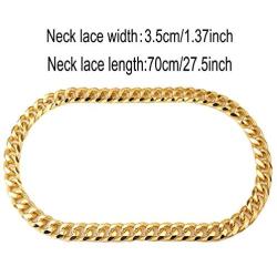 DaNaRaa Mens Chunky Necklace, Rapper Fake Gold Chain 90s Hip Hop Fake Gold Necklace Costume Accessory (27.5 Inches1.37inches)