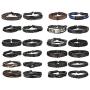 Finrezio 24 PCS Black Braided Leather Bracelets Set for Men Wrap Cuff Bracelet Adjustable