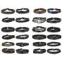 Finrezio 24 PCS Black Braided Leather Bracelets Set for Men Wrap Cuff Bracelet Adjustable