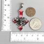 Inverted Upside down Gothic Red Cross Baphomet Lucifer Devils Face Demon Skull Satanic Heavy Metal Punk Rock Biker Jewelry Pewter Mens Pendant Necklace Charm protection Amulet with Silver ball chain
