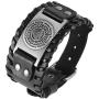 HZMAN Viking Punk Bike Leather Cuff Bracelet Rock Leather Wristband Adjustable Nordic Rune Vintage Bracelet for Men