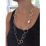 Of Earth and Ocean Sparkling Long Link Necklace, Handmade Circle Chain Link Necklace for Women - Silver Plated, Judith Stiles Jewelry