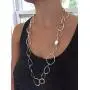 Of Earth and Ocean Sparkling Long Link Necklace, Handmade Circle Chain Link Necklace for Women - Silver Plated, Judith Stiles Jewelry