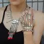 Trustavis Men Womens Halloween Skull Skeleton Hand Bracelet with Ring