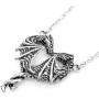 Controse Womens Silver-Toned Stainless Steel Steamin Hot Love Dragon Heart Necklace with Pendant