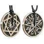 Magic Pagan Jewelry 2 sided Septagram 7 Pointed Fairy Star Heptagram Silver Pewter Unisex Pendant Necklace Money Luck Lucky Charm Protection Amulet Wicca Safe travel Talisman w Black Adjustable Cord