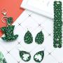 St.Patricks Day Jewelry Set for Women Shamrock Clover Print Faux Leather Earrings for Women Irish Green Bracelet Hat Shaped Keychain Holiday Jewelry