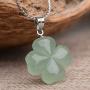iSTONE Four Leaf Clover Pendant Necklace Green Aventurine Gemstone Pendant Necklace 18'' (Green Aventurine)