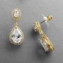 Mariell Gold Zirconia Crystal Tear Drop Wedding Earrings for Women, Jewelry for Bride, Prom, Bridesmaid
