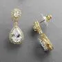 Mariell Gold Zirconia Crystal Tear Drop Wedding Earrings for Women, Jewelry for Bride, Prom, Bridesmaid