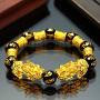 WAINIS Feng Shui Pi Xiu Pi Yao Bracelet Necklace Set Black Obsidian Wealth Jewelry for Men Women Chinese Dragon Good Luck Necklace Hand Carved Mantra Bead Bracelet