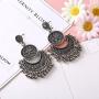 Rinhoo Vintage Retro Ethnic Bohemian Style Fringes and Floral Tassels Brocade Lotus Mexico Gypsy Drop Dangle Earring Women Girls Jewelry