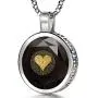 925 Sterling Silver I Love You Necklace 24k Gold Inscribed in 120 Languages Including Sign Language in Miniature Text on Brilliant Round Cut Cubic Zirconia Gemstone Halo Pendant, 18'' Rolo Chain