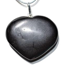 Zenergy Gems Charged Natural Himalayan Gemstone Crystal Puffy Heart Pendant Necklace + 20'' Silver Chain + Selenite Charging Heart [Included]