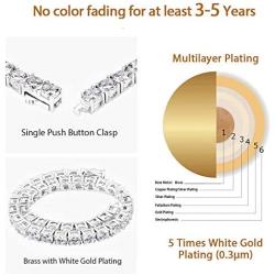 KRKC&CO Tennis Bracelet, 14k Gold Iced Out Tennis Bracelet, Prong Setting 5A Cubic Zirconia Stones, Urban Street-wear Hip Hop Jewelry for Tennis Bracelets for Women&Men 3mm 4mm 5mm
