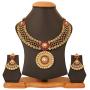 Crunchy Fashion Indian Bollywood Traditional and Modern Kundan polki Look Rhinestone Grand Bridal Designer Jewelry Necklace Earrings Set for Women in Gold Tone