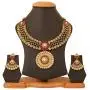 Crunchy Fashion Indian Bollywood Traditional and Modern Kundan polki Look Rhinestone Grand Bridal Designer Jewelry Necklace Earrings Set for Women in Gold Tone