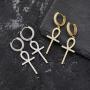 TOPGRILLZ Iced out 14K Gold Plated Dangle Cross Drop Hoop Earrings For Men Women CZ Style Fashion Jewelry Gift